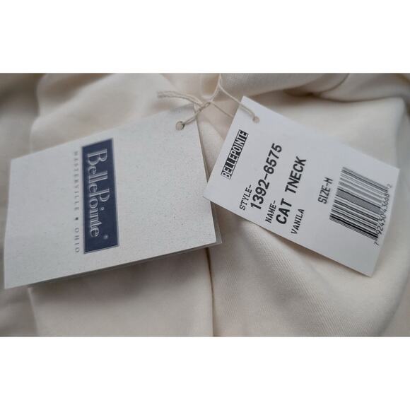 Vintage 90s Turtleneck Top Cream Embroidered Cats Shirt Misses Size M New Flaw - Picture 7 of 8